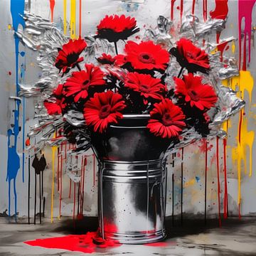 Street Art - We hebben bloemen nodig - Bash RED van Team W 32 Gallery