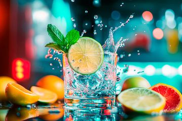 Sprankelende drank met limoen en munt van Poster Art Shop
