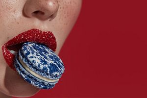 Bijten in een Delfts Blauwe Macaron - Rechthoekig