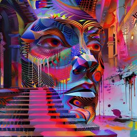 Neon Profil — Leuchtendes Gesicht mit Bewegung