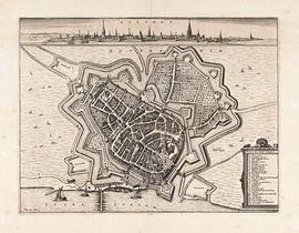 Map of Zutphen, circa 1650, with white frame.