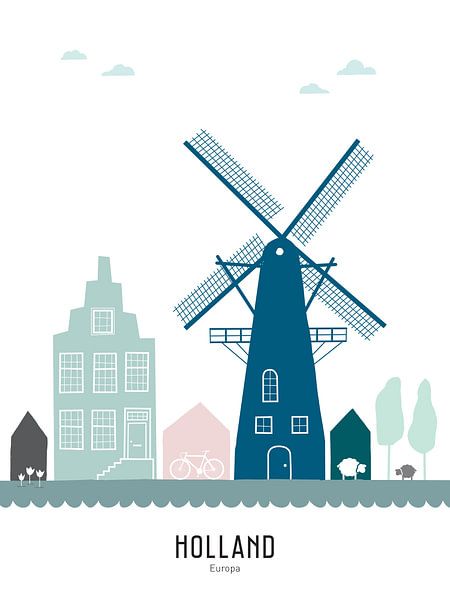Skyline-Abbildung Holland in Farbe von Mevrouw Emmer