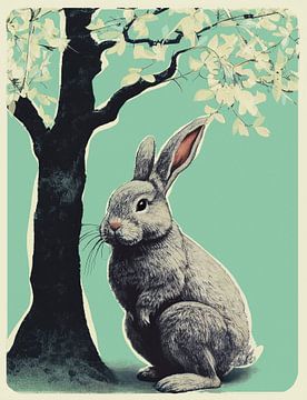 Bunny Under Tree by treechild .