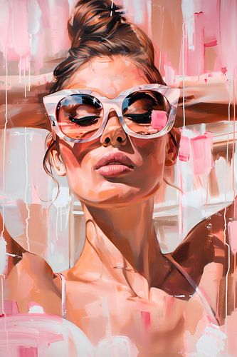 Urban Femmes in Pink I Vrouw met roze zonnebril street art stijl