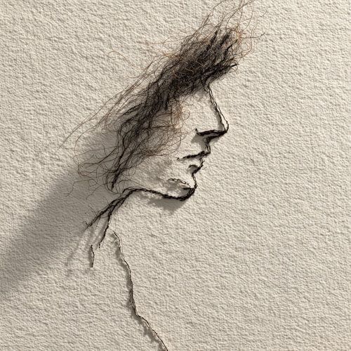 dessin à la plume de cheveux dans le vent