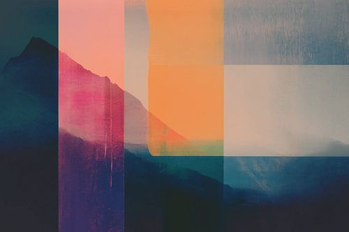 Neon landschap, modern en abstract