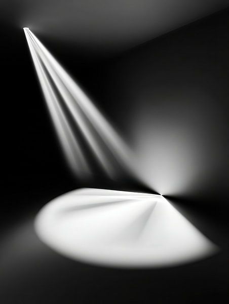 Abstract cones of light on a dark stage by Frank Heinz
