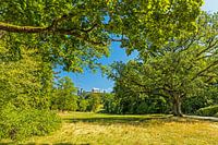 Parc à Cobourg avec vue sur la forteresse de Cobourg