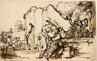 Rembrandt van Rijn  Eliezer und Rebekka am Brunnen von Rembrandt van Rijn Miniaturansicht