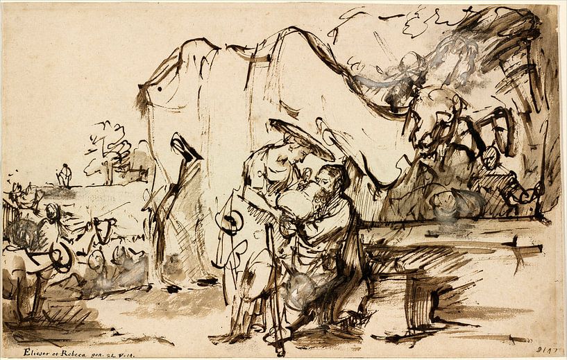 Rembrandt van Rijn  Eliezer und Rebekka am Brunnen von Rembrandt van Rijn
