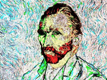 Zelf Portret 1889 Vincent van Gogh (Musée d'Orsay) Abstract, Kleurrijk, Digital Art van Art By Dominic