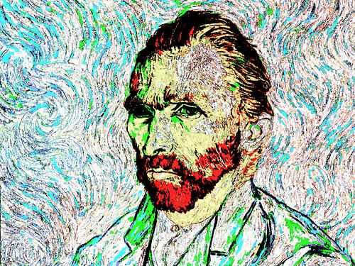 Zelf Portret 1889 Vincent van Gogh (Musée d'Orsay) Abstract, Kleurrijk, Digital Art