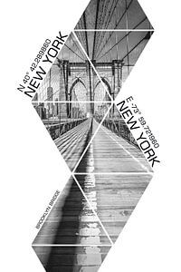 Koordinaten NEW YORK CITY Brooklyn Bridge | monochrom