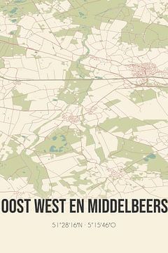 Vintage landkaart van Oost West en Middelbeers (Noord-Brabant) van Rezona