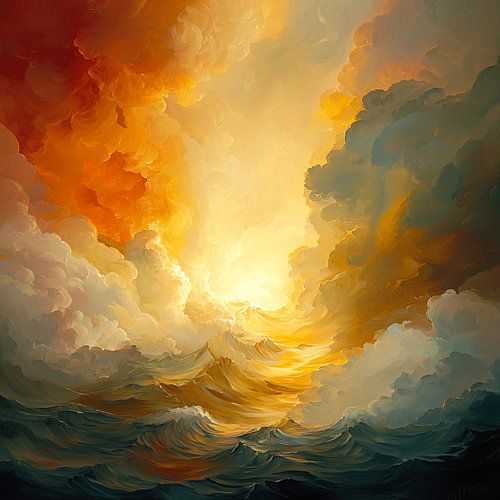 Die aufgehende Sonne trotzt der tosenden See