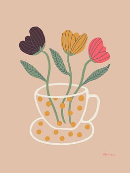 Gestippeld Kopje met Bloemen