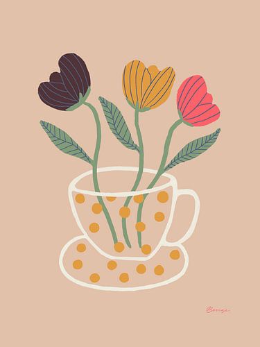 Coffee cup with flowers