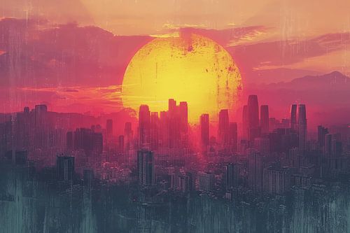 Skyline mit Sonnenuntergang