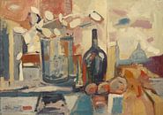 Still life with Silver Dollar plant and bottle in a house on the Montagne de Bueren in Liège by Nop Briex thumbnail