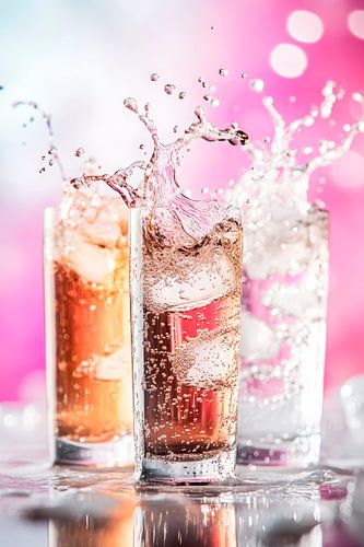 Spetterende drankjes in kleurrijk licht