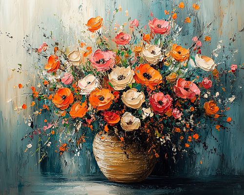 Peinture de fleurs colorées | Floral Symphony Unleashed