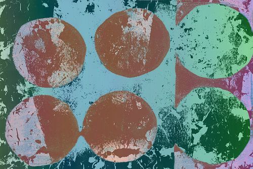 Moderne abstracte geometrische minimalistische kunst in groen, bruin en paars