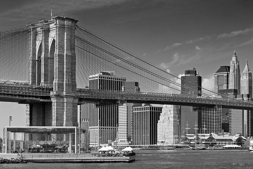 Brooklyn Bridge | Zwart-Wit van Melanie Viola