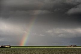 Rainbow above the Waddendijk in Friesland just above Hallum