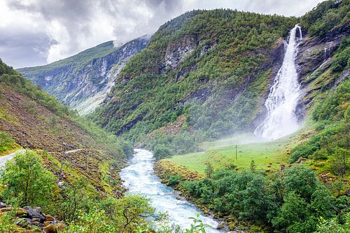 Waterfall Avdalsfossen in the Ardal in Norway