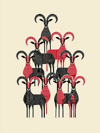 Black and red Ibex | Graphic art by Lauren Wilde