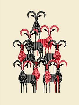 Black and red Ibex | Graphic art by Lauren Wilde