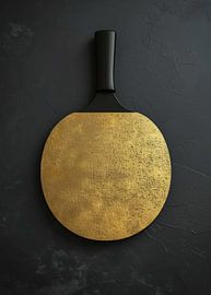 Luxe gouden tafeltennisracket op een donkere, gestructureerde achtergrond van Morgan
