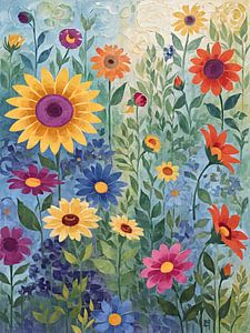 Explosion florale joyeuse dans un style moderne