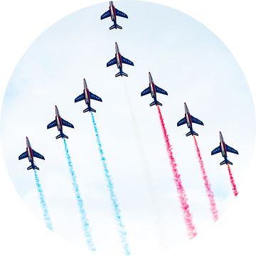 Patrouille de France met rood, wit en blauwe rook van Wim Stolwerk