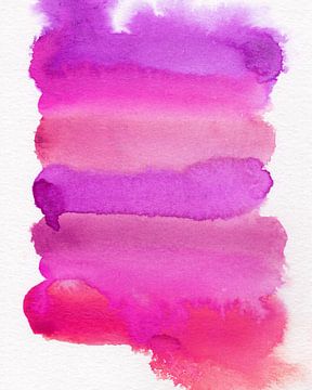 Abstracte kleurrijke aquarel in violet, roze paars en rood. van Dina Dankers