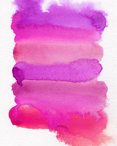 Abstracte kleurrijke aquarel in violet, roze paars en rood.