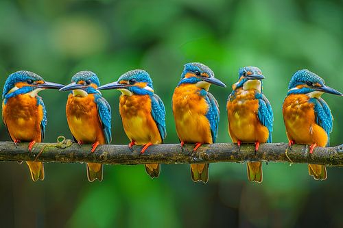 ijsvogels op een rij