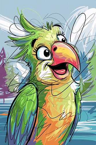 Kleurrijke papegaai in digitale kunst