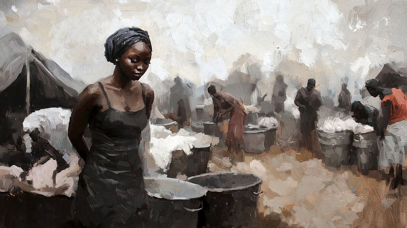 Frauen bei der Wäsche im Freien von Frank Heinz