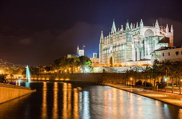 Kathedraal van Palma de Mallorca bij nacht, Spanje Balearen van Alex Winter