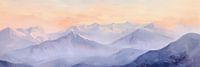 Brumes de montagne au coucher du soleil