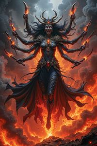 Dark Fantasy Wandbild: MALVYRA - Die dämonische Kriegerin aus der Hölle