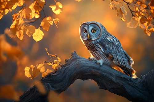 Eule im Herbstlicht
