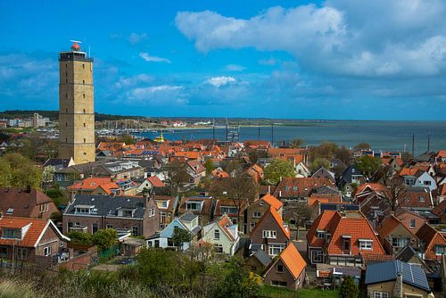 Terschelling, with a view of the village of West Terschelling and the Brandaris lighthouse, Holland