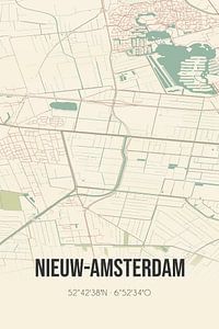 Alte Karte von Neu Amsterdam (Drenthe) von Rezona