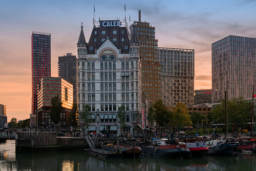 The White House and the Oude Haven in Rotterdam at sunset