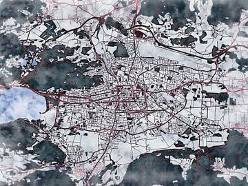 Kaart van Klagenfurt in de stijl 'White Winter' van Maporia
