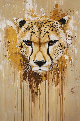 Dynamische cheetah met verfspatten