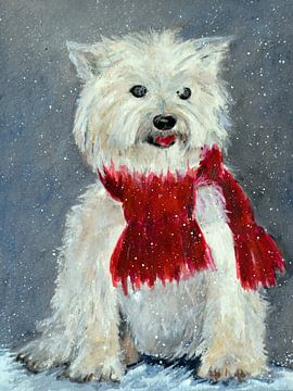 Benny in the snow - Outside the door by Christine Nöhmeier