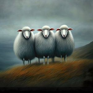 Moutons sur un tertre